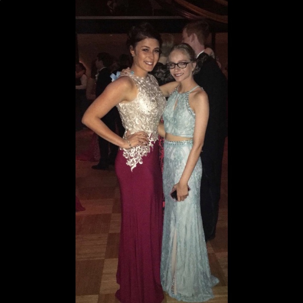 Two piece,beautiful, hole cut out prom dress!